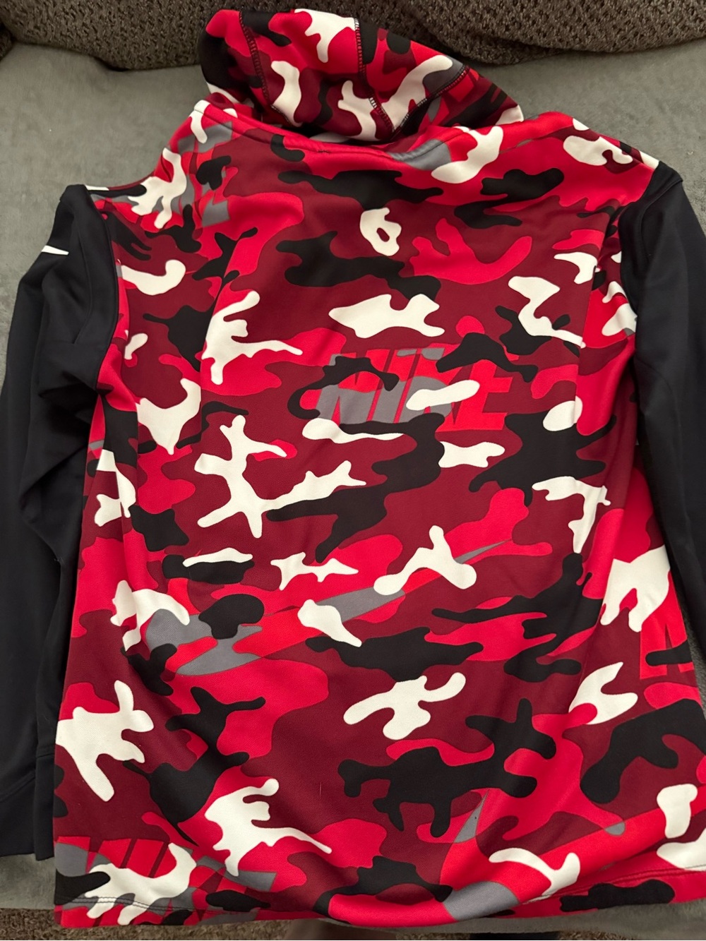 Nike Red & Black Camo Dri-FIT Pullover Hoodie